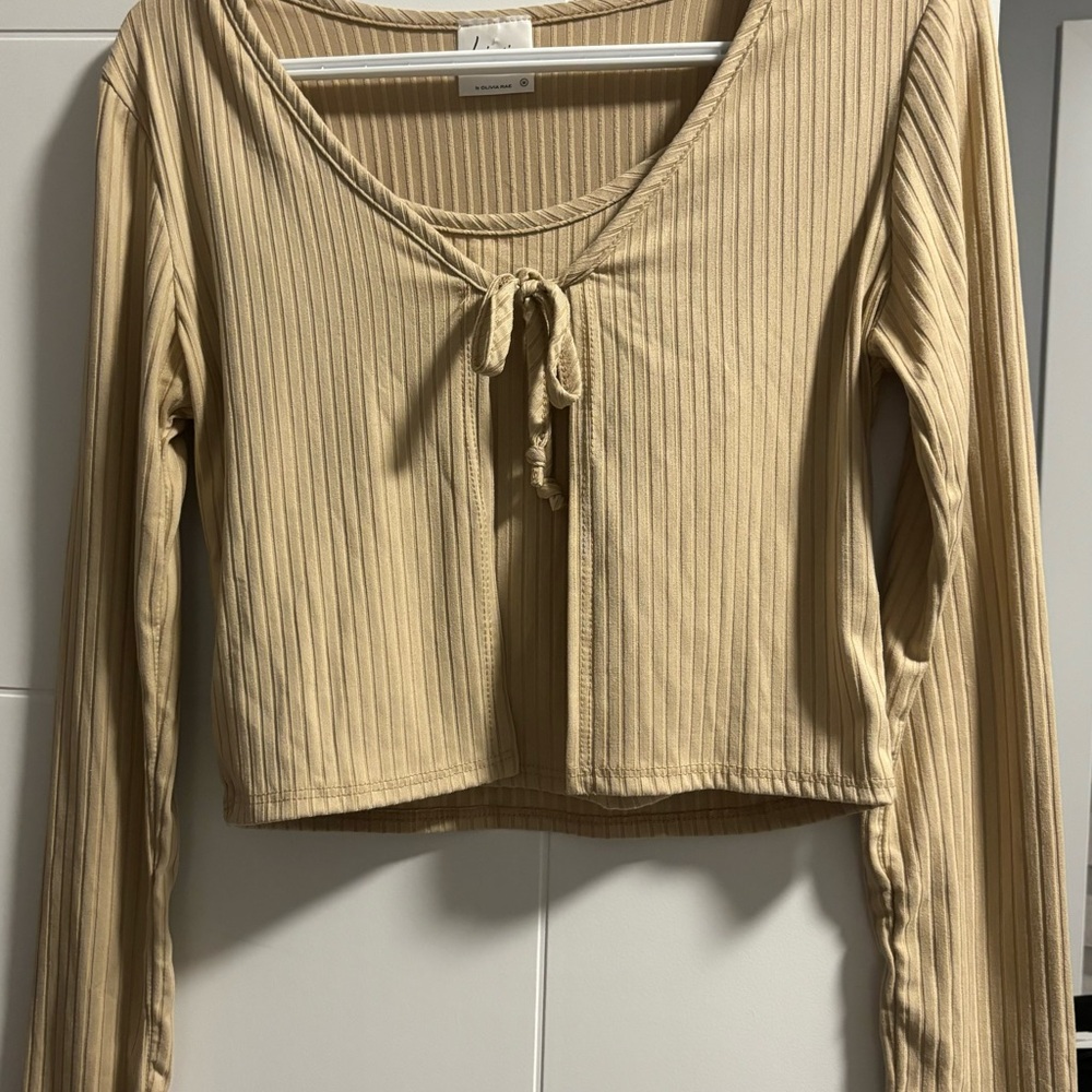 LIVI by Olivia Rae Long Sleeve Tie-Front Top With Attached Tank Top
